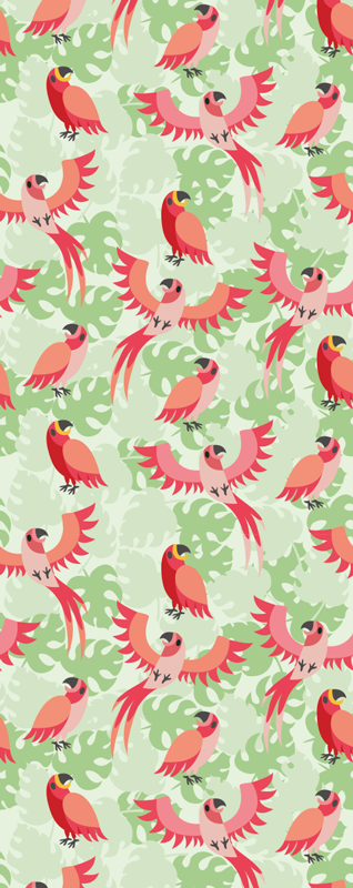 Bedroom carpet with red birds on green leaves - TenStickers