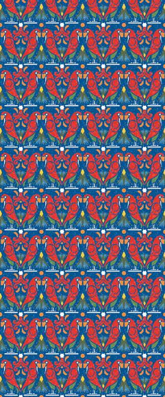 Bedroom carpet floral design on blue background - TenStickers