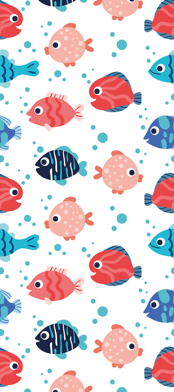 Bedroom carpet with pink and blue fish design - TenStickers