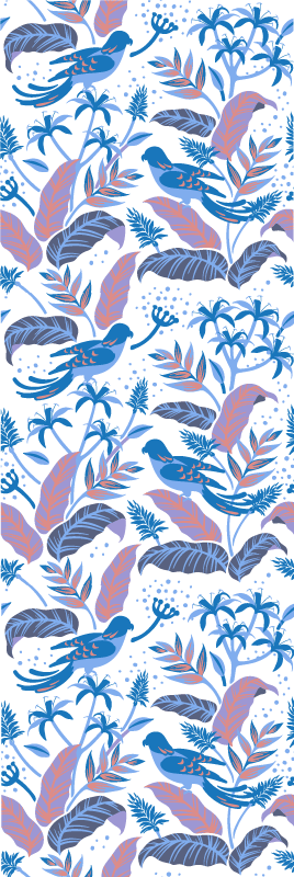 Bedroom carpet with blue and pink birds on leaves - TenStickers