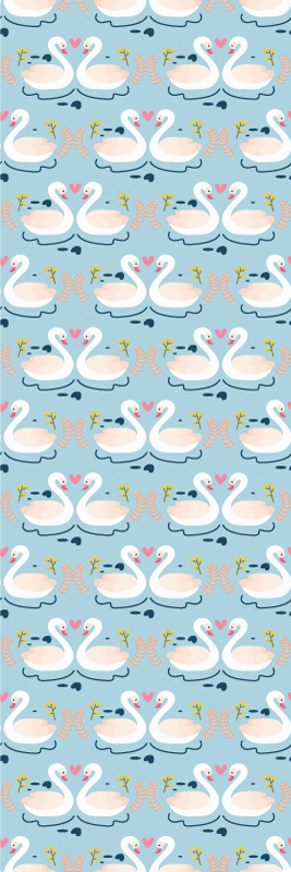 Bedroom carpet with swans in love on blue background - TenStickers