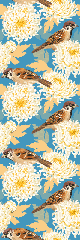 Bedroom carpet aquarella birds and leaves design - TenStickers