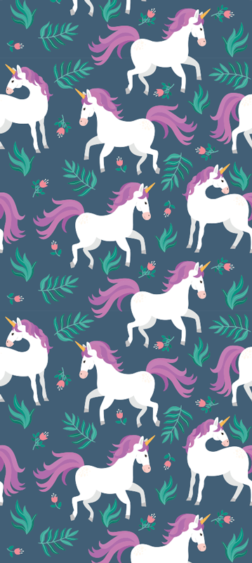 Bedroom carpet with flat blue unicorn pattern - TenStickers