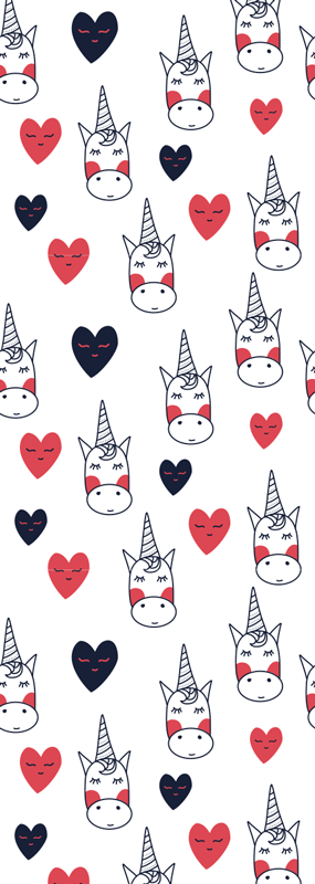 Bedroom carpet with unicorns and hearts - TenStickers
