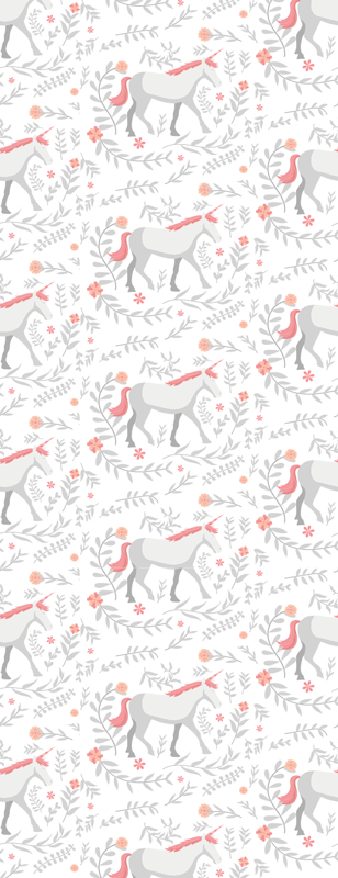 Bedroom carpet with unicorns and leaves pattern - TenStickers