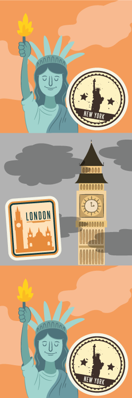 Bedroom carpet featuring nyc and london collage - TenStickers