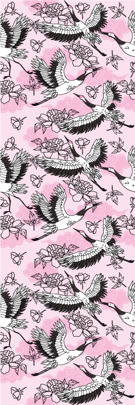 Bedroom carpet with modern pink wild birds pattern - TenStickers