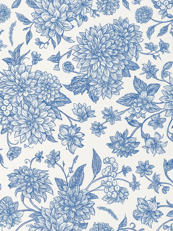 Blue dahlia floral bedroom carpet - TenStickers