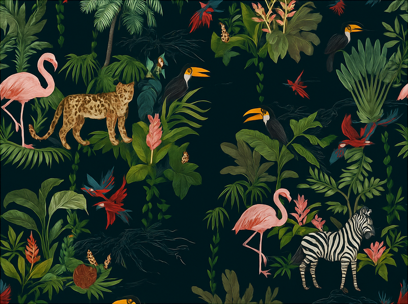 Bedroom carpet in dark exotic design - TenStickers