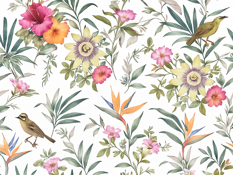 Bedroom carpet in blue floral design - TenStickers
