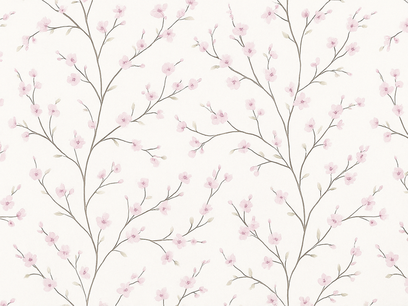 Bedroom carpet grey tree with pink flowers - TenStickers