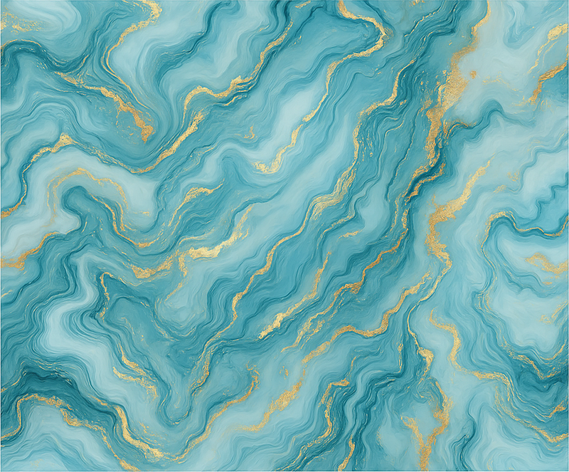 Bedroom carpet in light blue and gold marble style - TenStickers