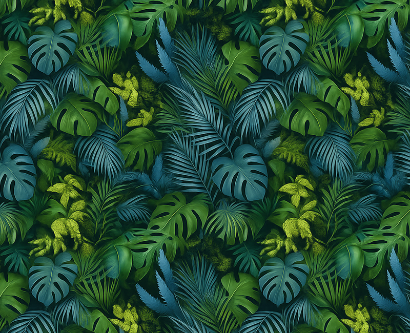 Bedroom carpet with green and blue leaves - TenStickers