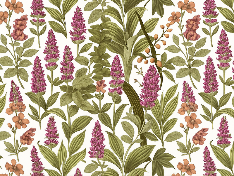 Bedroom carpet with colorful botanical design - TenStickers