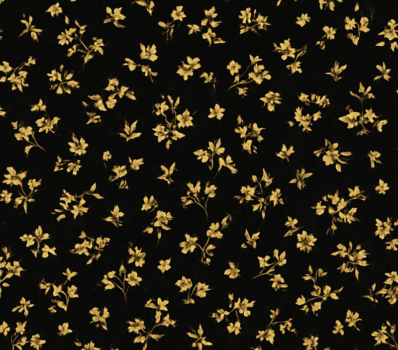 Bedroom carpet in dark background with gold flowers - TenStickers