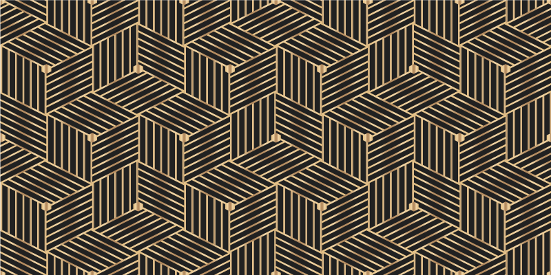 Geometric rug with golden geometric deco pattern - TenStickers