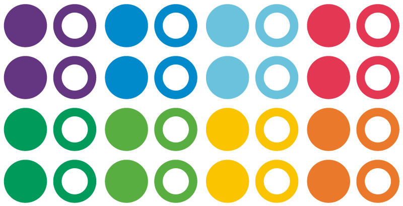 Geometric rug in rainbow-colored circles - TenStickers