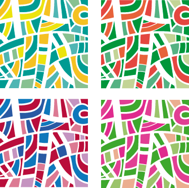 Geometric rug in multicolor tiles - TenStickers