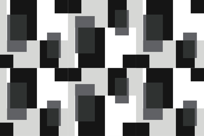 Geometric rug in black and white color blocks - TenStickers