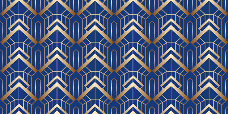 Geometric rug with modern blue and gold design - TenStickers