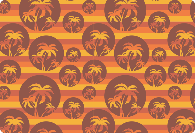 Geometric rug retro sunset and palms design - TenStickers