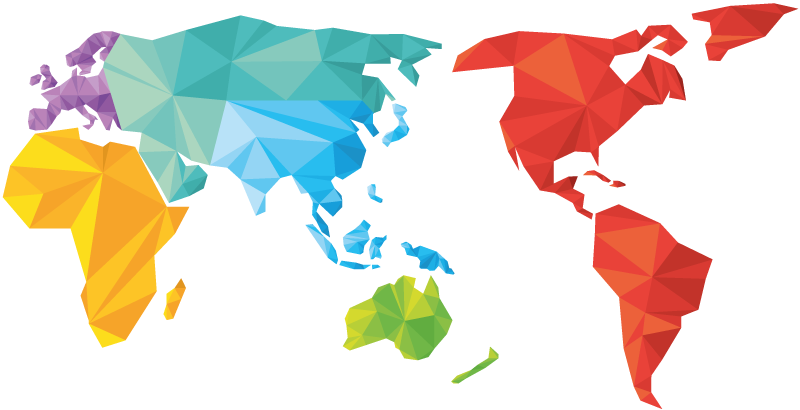 Geometric rug world map geometric color - TenStickers