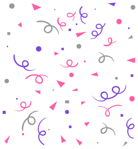 Geometric rug in grey, pink and purple confetti - TenStickers