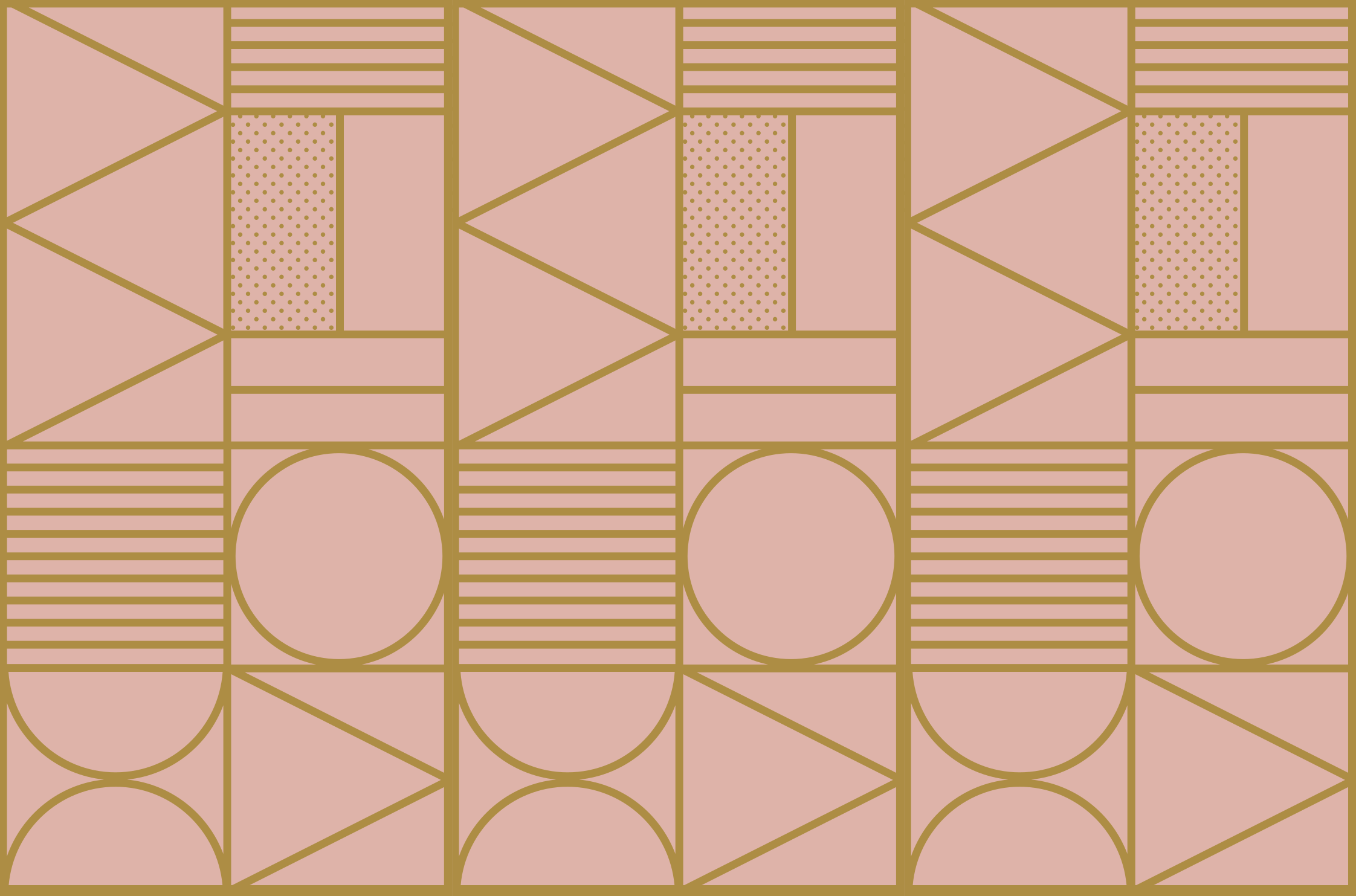 Geometric rug in gold and pink color blocks - TenStickers