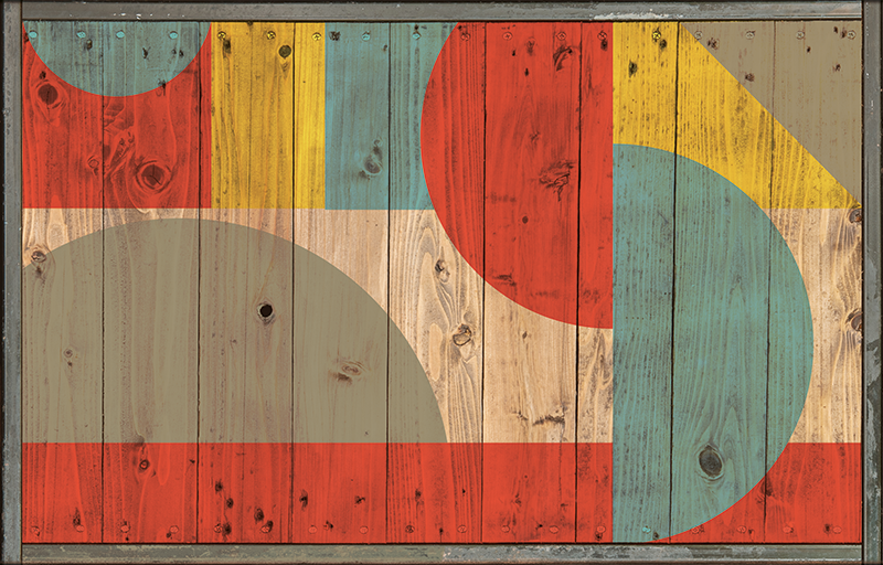 Geometric rug geometry with wood - TenStickers