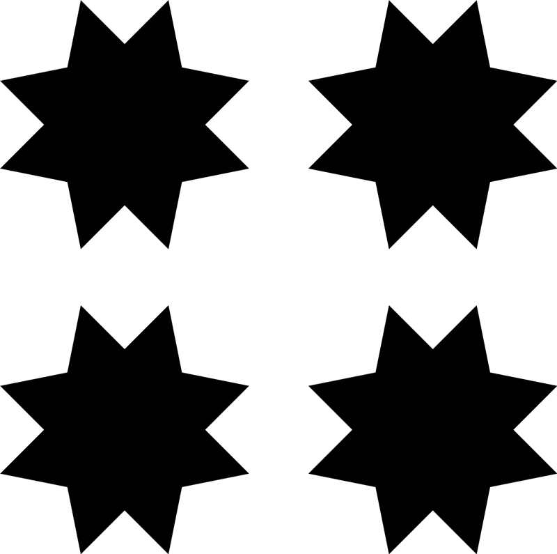 Geometric rug with black star shapes - TenStickers