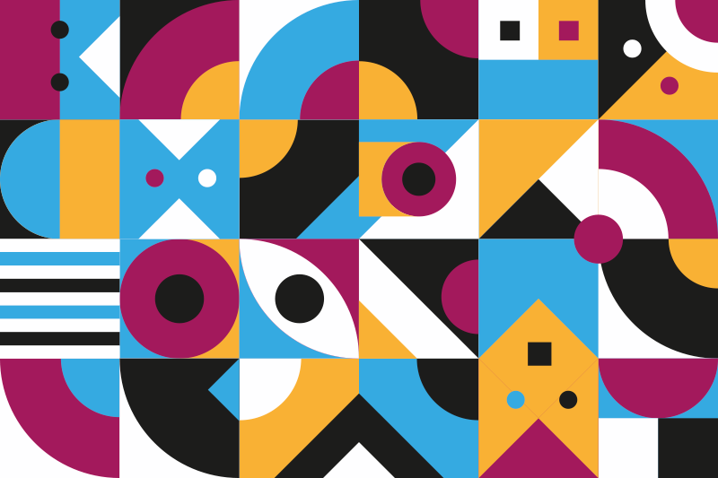 Geometric rug with vibrant abstract shapes - TenStickers
