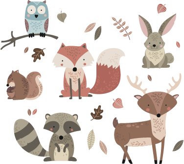 Kids carpet autumn animal stickers - TenStickers