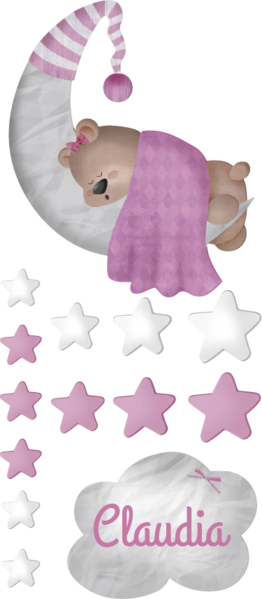 Kids carpet cloud sleeping bear with name - TenStickers