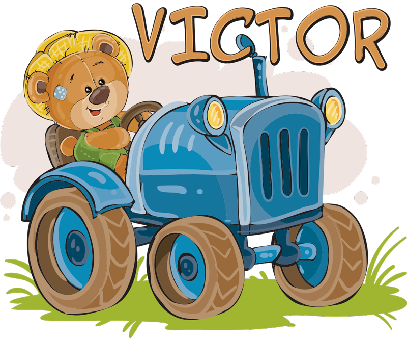 Kids carpet personalized tractor - TenStickers