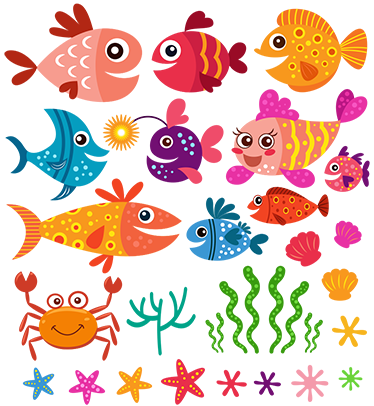 Kids carpet colorful baby fishes design - TenStickers