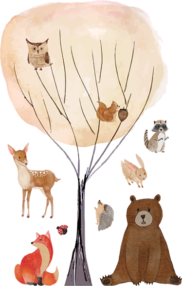Kids carpet with forest animals and trees - TenStickers