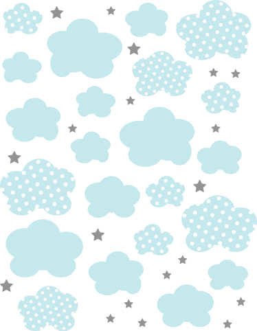 Kids carpet blue clouds and grey stars - TenStickers