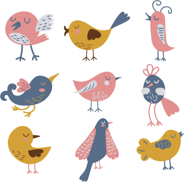 Kids carpet nine bird sticker decal - TenStickers