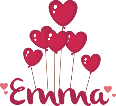 Kids carpet heart balloons with name - TenStickers