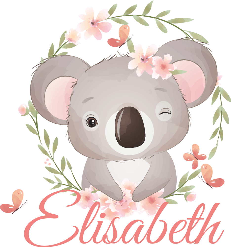 Kids carpet cute animals koala with name - TenStickers
