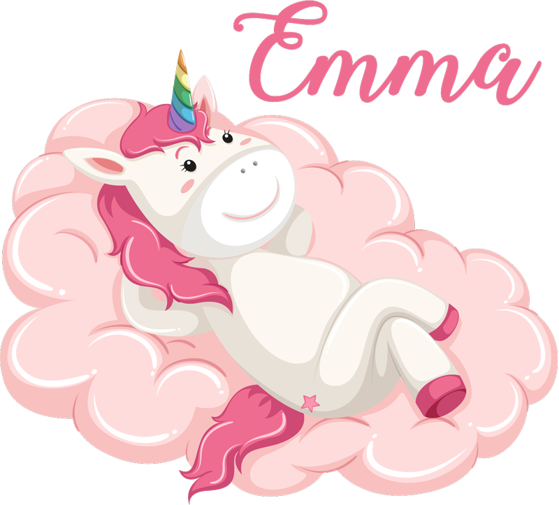 Kids carpet unicorn in the cloud with name - TenStickers
