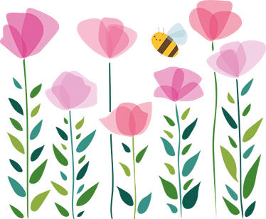 Kids carpet pink flowers and bee design - TenStickers