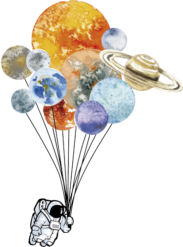 Kids carpet astronaut with colorful balloons - TenStickers