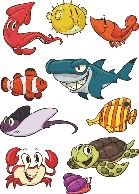 Kids carpet colorful fish set - TenStickers