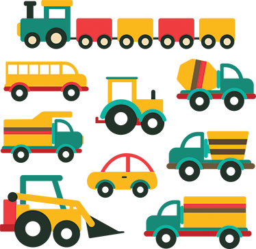 Kids carpet featuring brightly colored vehicles - TenStickers