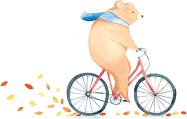 Kids carpet with bear on a bike design - TenStickers