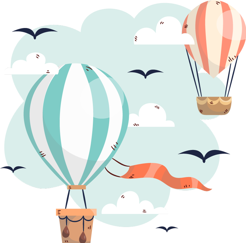 Kids carpet hot air balloons and clouds - TenStickers