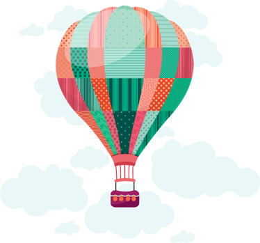 Kids carpet patchwork hot air balloon design - TenStickers