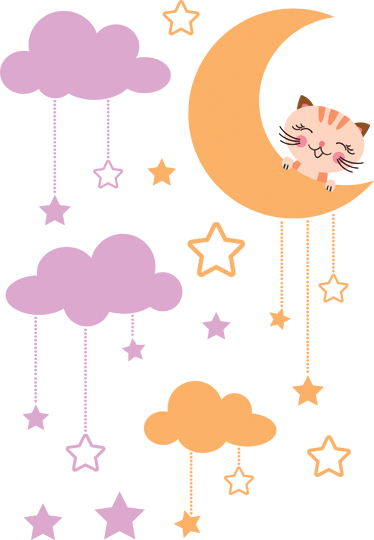 Kids carpet moon cat sticker - TenStickers