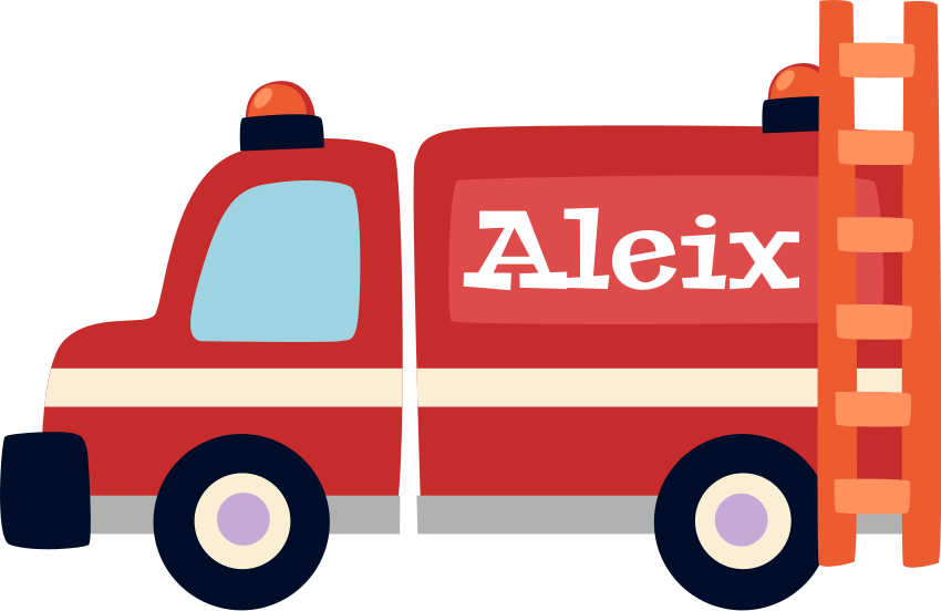 Kids carpet firefighter car with personalized name - TenStickers